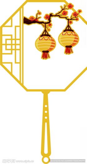 鸟梅花团扇书签