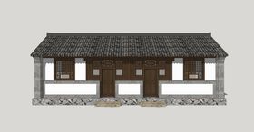 手绘乡村建筑风景画