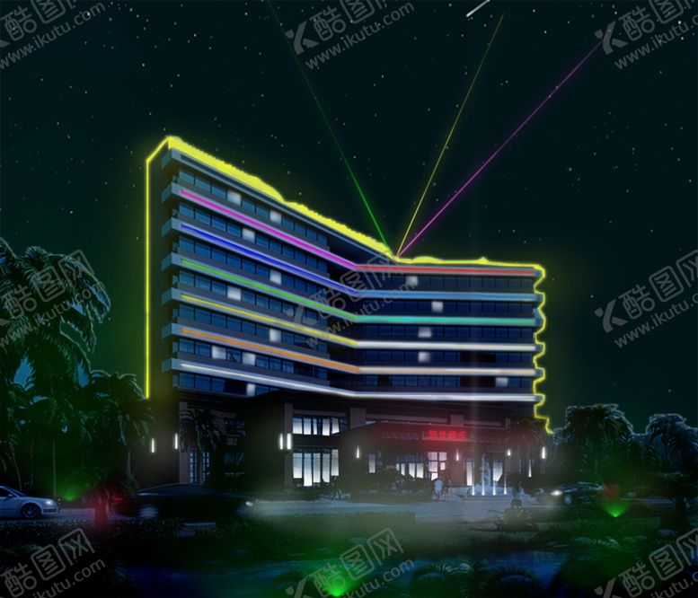 编号：21334105160042105914【酷图网】源文件下载-夜景亮化建筑建筑效果图