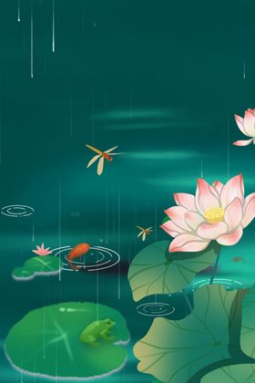中国风背景山水古四季