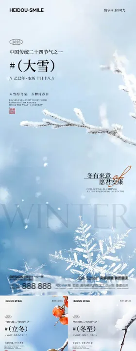 大雪冬至节气冬季风景系列海报