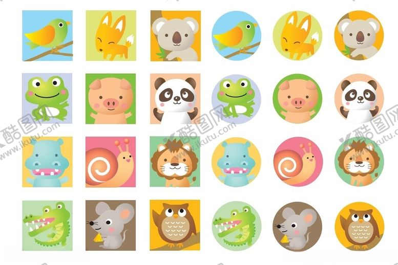 编号：93270106291758467008【酷图网】源文件下载-动物头像