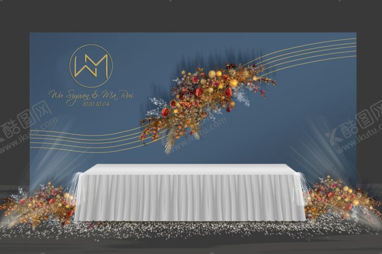 编号：92333409191914496663【酷图网】源文件下载-雾霾蓝婚礼收礼台