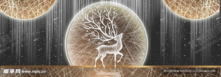 编号：67337311202123525023【酷图网】源文件下载-梦幻麋鹿装饰图案