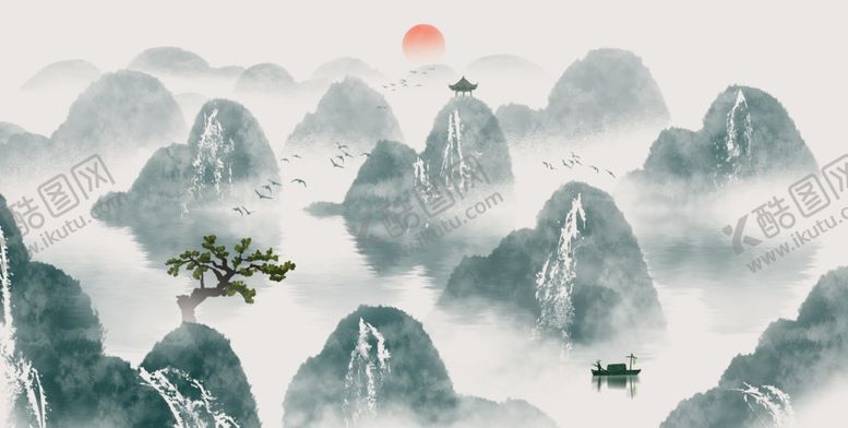 编号：80104102122253542145【酷图网】源文件下载-水墨山水画