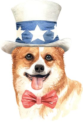 水彩绘画可爱小狗