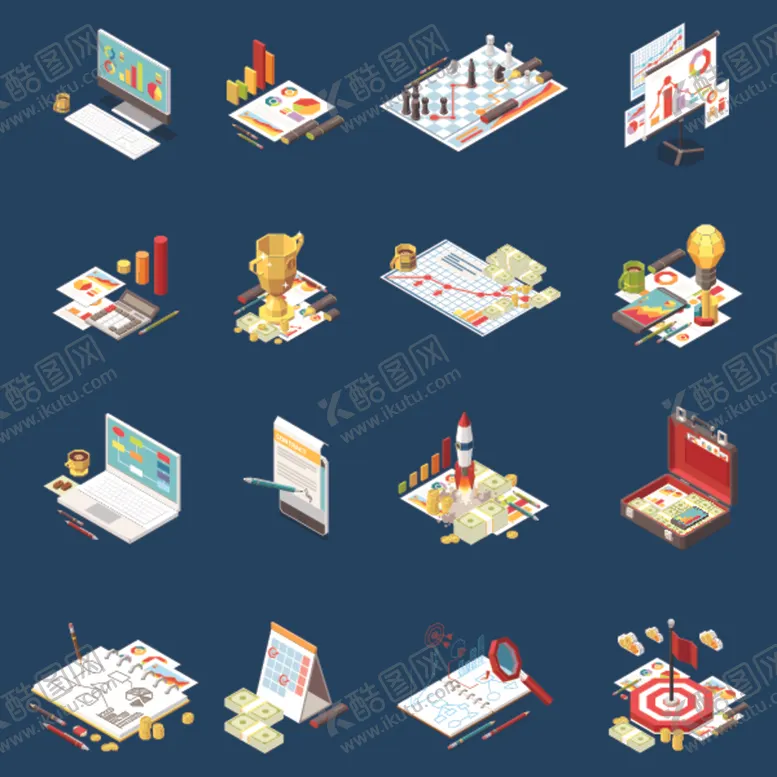 编号：85514606292350165633【酷图网】源文件下载-多样办公场景等距插画