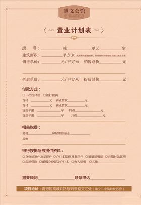 房地产置业表
