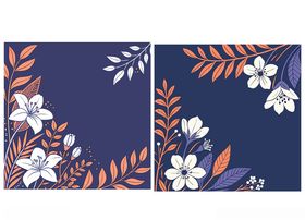 深蓝底花卉图案设计素材