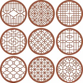 中式圆形窗棂图案设计