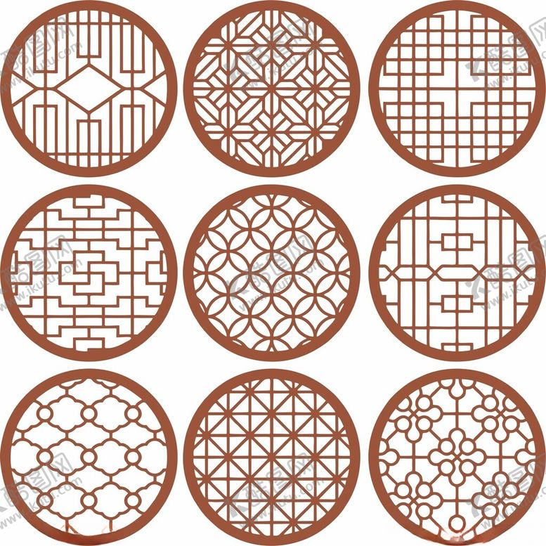 编号：31098409201619426941【酷图网】源文件下载-中式圆形窗棂图案设计