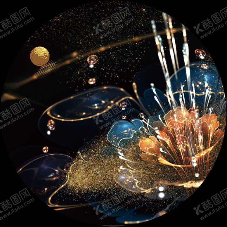 编号：44345709240917206372【酷图网】源文件下载-炫彩花朵圆形装饰画