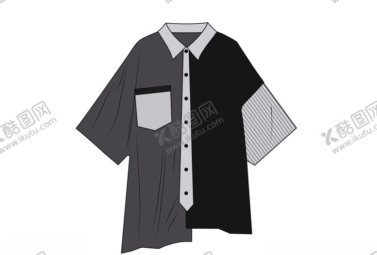 编号：47960409101018127712【酷图网】源文件下载-衣服不对称衬衣混搭衣服潮流服