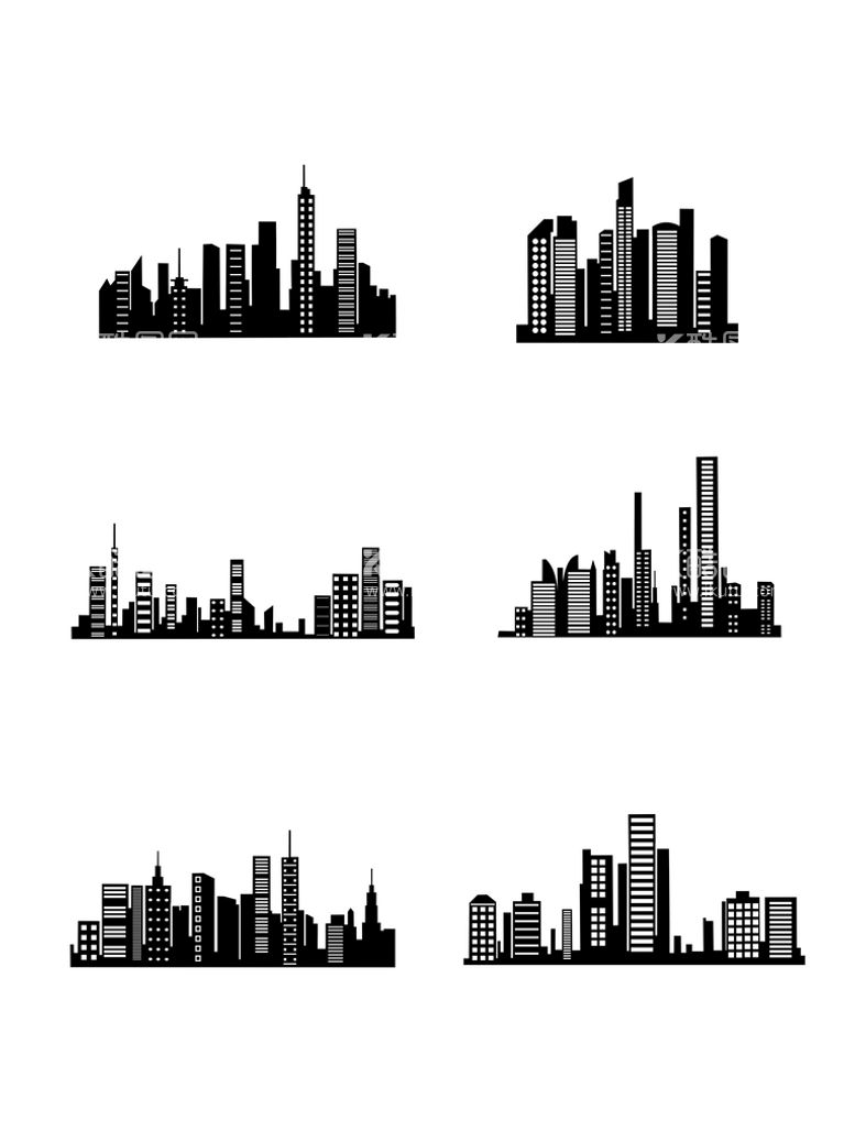 编号：07253609151707351398【酷图网】源文件下载-楼房剪影城市素材