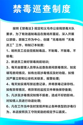 禁毒巡查制度禁毒展板