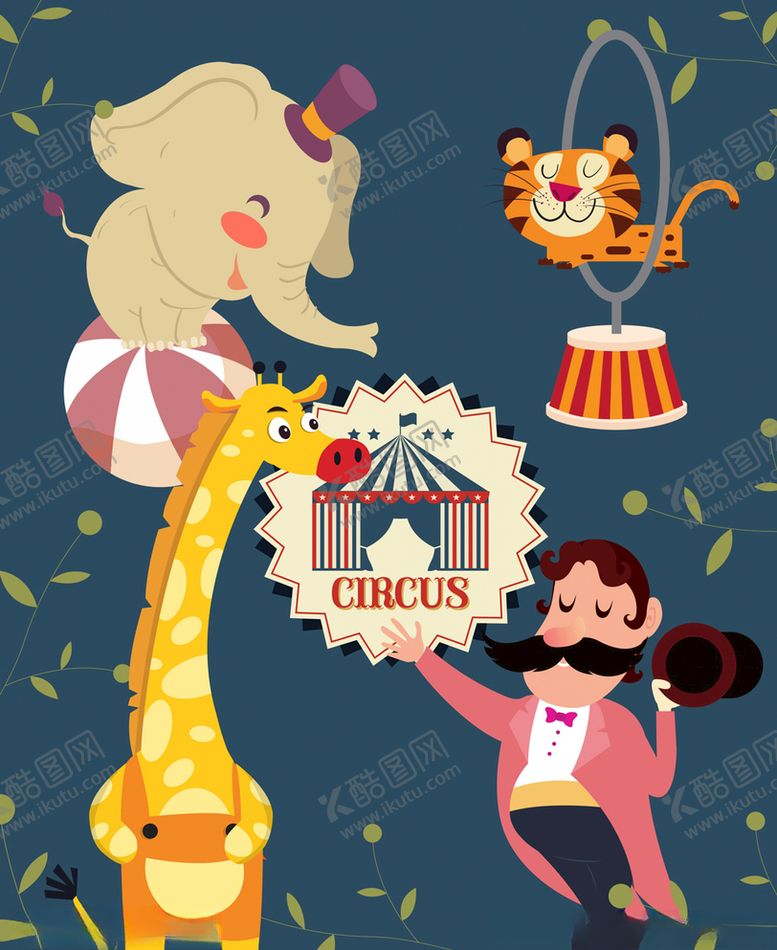 编号：17059710212332579798【酷图网】源文件下载-4款创意马戏团元素矢量素材