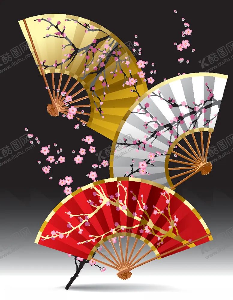 编号：86162306270038328470【酷图网】源文件下载-日本折扇矢量素材