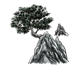 水墨中国风迎客松