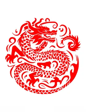 剪纸龙矢量图装饰图新年生肖