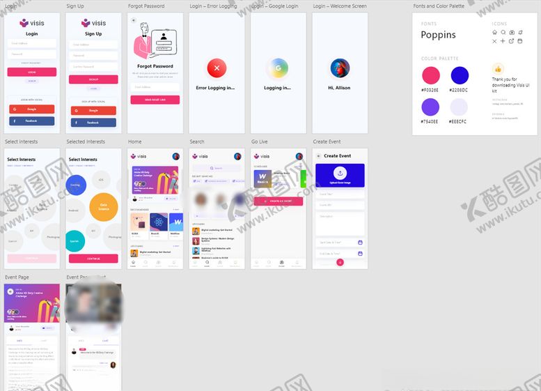编号：67789704211744592517【酷图网】源文件下载-xd社交红色UI设计登录页注册