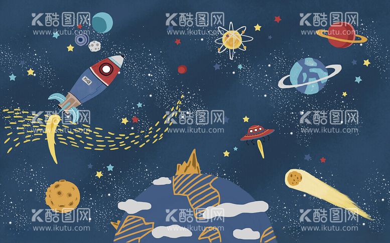 编号：36604712031806585883【酷图网】源文件下载-卡通宇宙星空