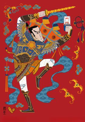 门神年画插画手绘画漫画