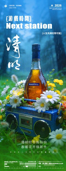春天酒会音乐会清明节节日邀约转场海报