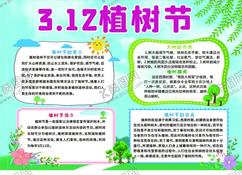 编号：45907310072222010723【酷图网】源文件下载-植树节手抄报