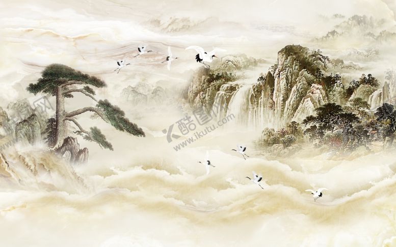 编号：31601809171537561206【酷图网】源文件下载-水墨山水背景墙