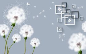 蒲公英蝴蝶框框背景墙