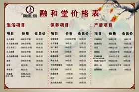 养生价格表