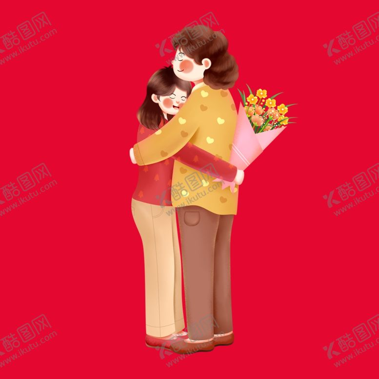 编号：54581602171845115077【酷图网】源文件下载-手绘亲子人物