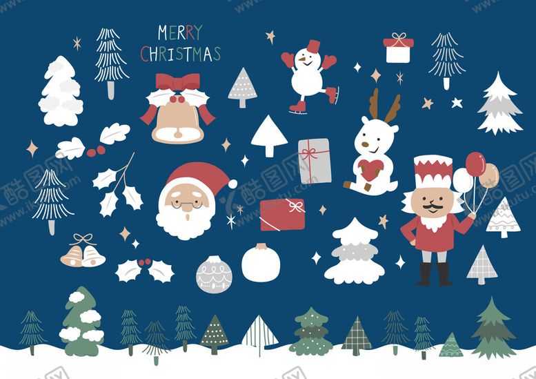 编号：44082210042259012327【酷图网】源文件下载-圣诞元素插画冬日梦幻氛围