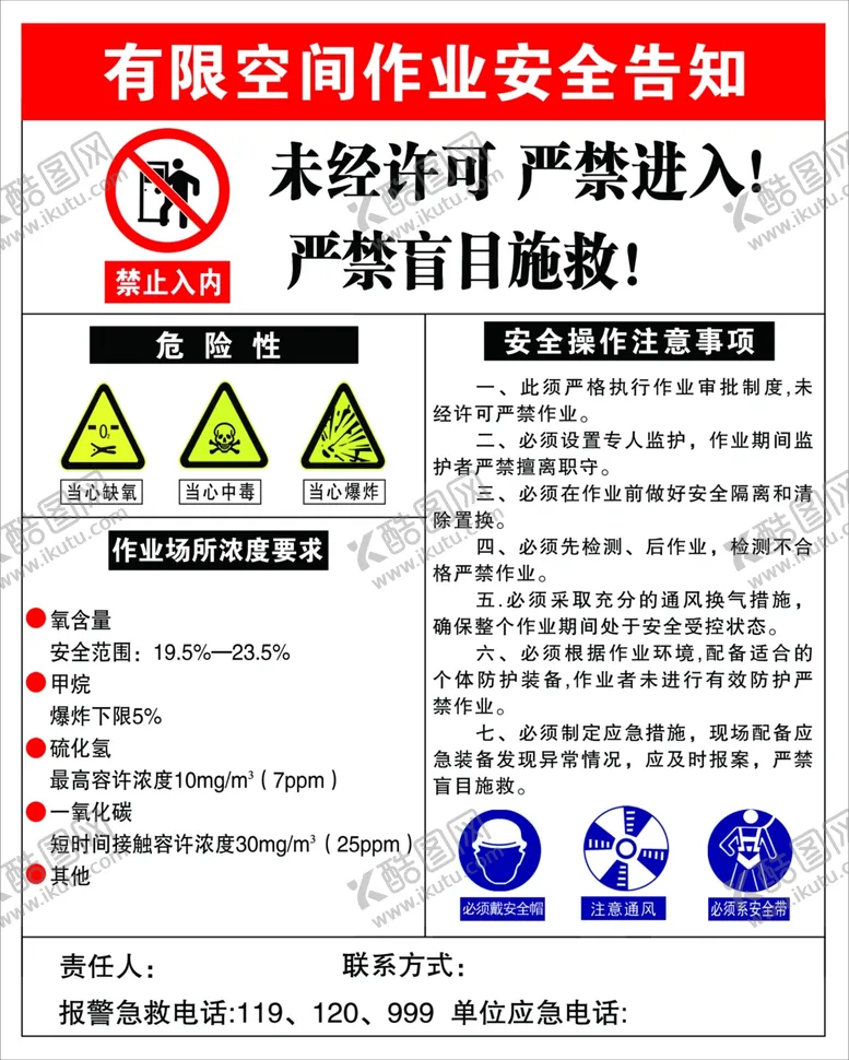 编号：76235109182240428062【酷图网】源文件下载-有限空间作业安全告知