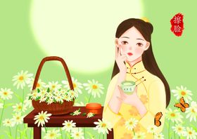 民国美女化妆系列之扑粉