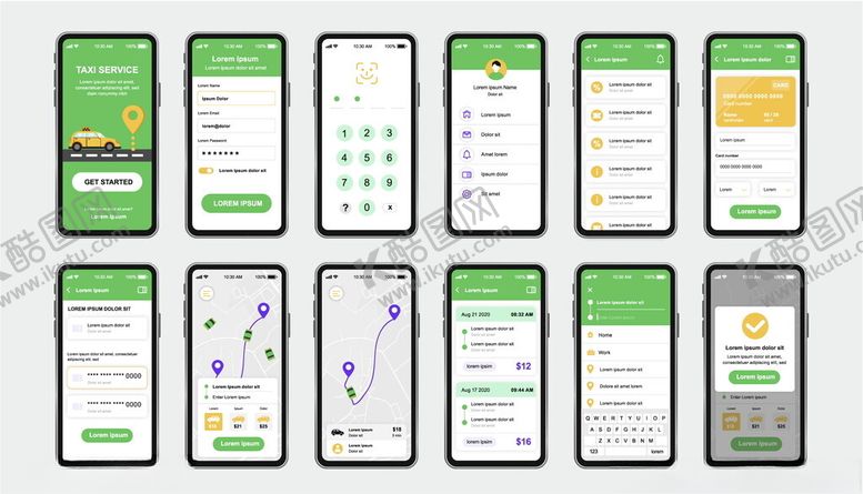 编号：32965109261725469242【酷图网】源文件下载-绿色系手机应用界面