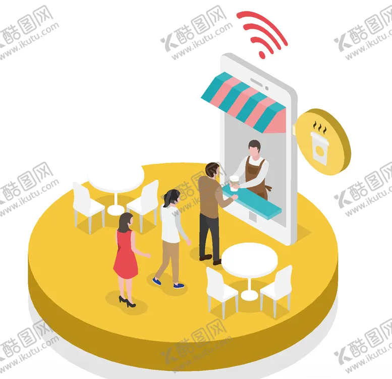 编号：43652306301543566053【酷图网】源文件下载-电子饮食购物矢量插图