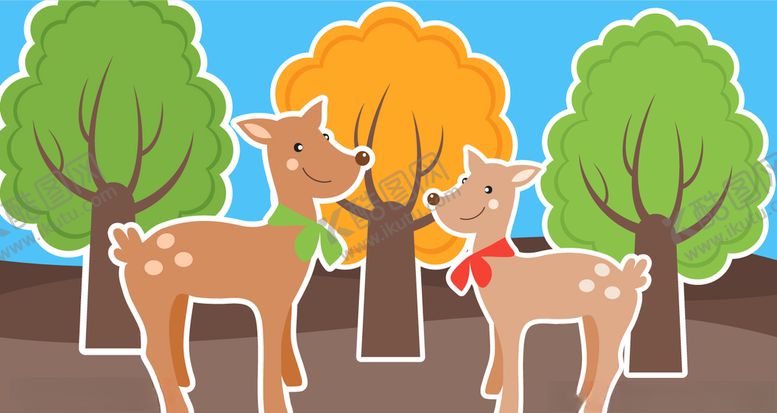 编号：68922509152231291077【酷图网】源文件下载-卡通梅花鹿插图