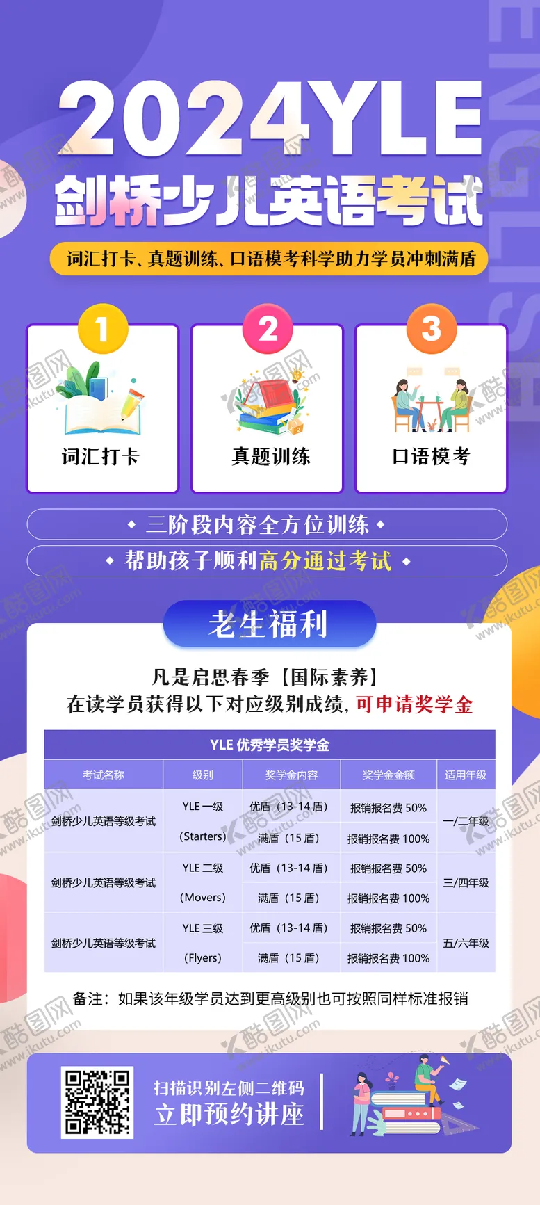 剑桥少儿英语考试与课程大纲海报教育培训