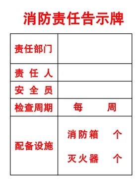 消防责任告示牌