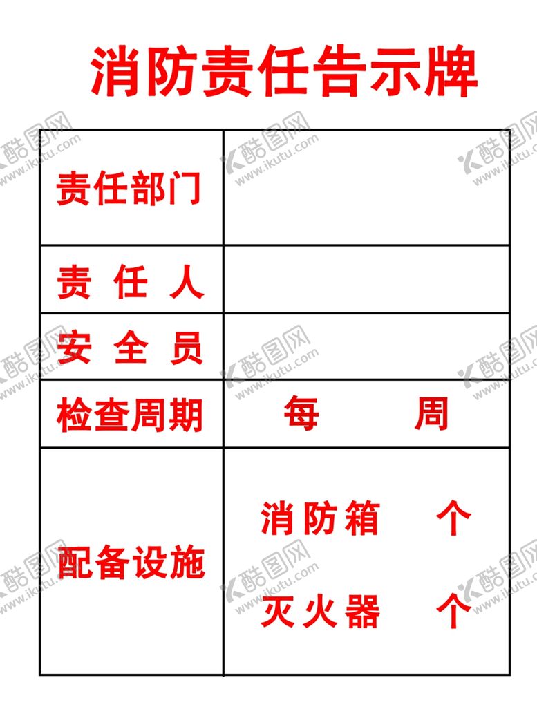 编号：98421402112212292547【酷图网】源文件下载-消防责任告示牌