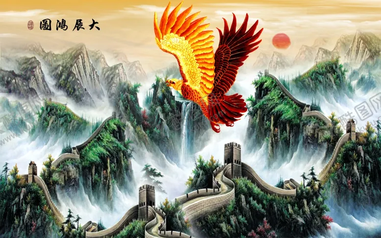 编号：29774109231145599672【酷图网】源文件下载-展雄鹰背景墙