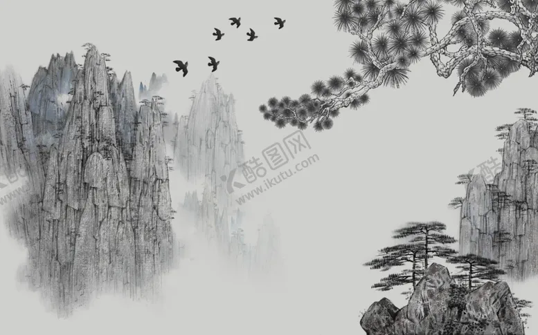 编号：71893106290830117255【酷图网】源文件下载-新中式水墨山水画