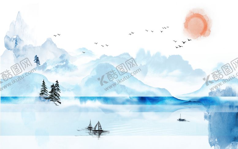 编号：61997909191003358576【酷图网】源文件下载-蓝色水墨画