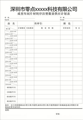 数量供应计划表