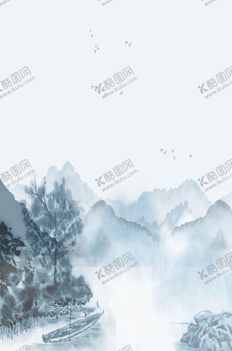 编号：82164309261312220194【酷图网】源文件下载-禅意水墨意境山水画江南背景