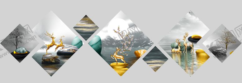 编号：90412710101653357026【酷图网】源文件下载-麋鹿装饰画