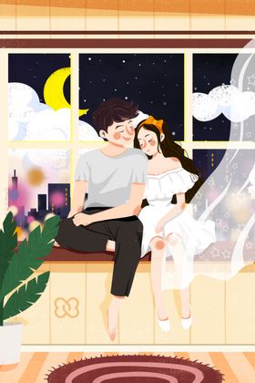 七夕情人节创意插画