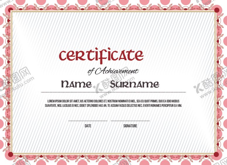 编号：69427009131031112353【酷图网】源文件下载-证书模板