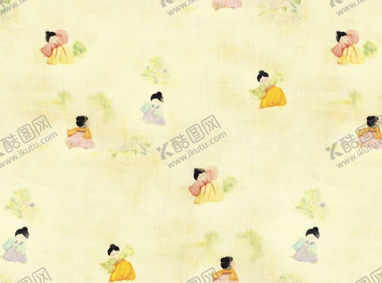 编号：21633704101544267295【酷图网】源文件下载-古风人物图案的浅黄色背景